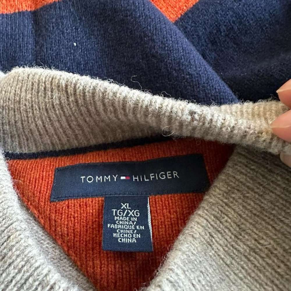Tommy Hilfiger Orange and Navy Sweater